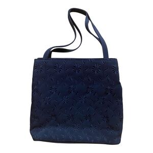 Nine West Womens Quilted Floral Pattern Navy Blue Vintage Purse Y2k Millennial